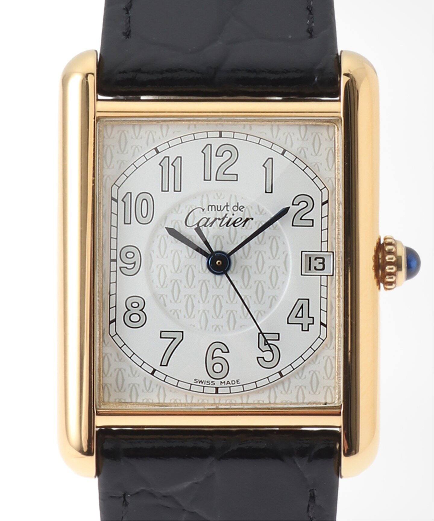 ◆VINTAGE◆【Cartier】フィガロ Vintage 1980 Cartier Heavy Silver Finish Black Saphir with