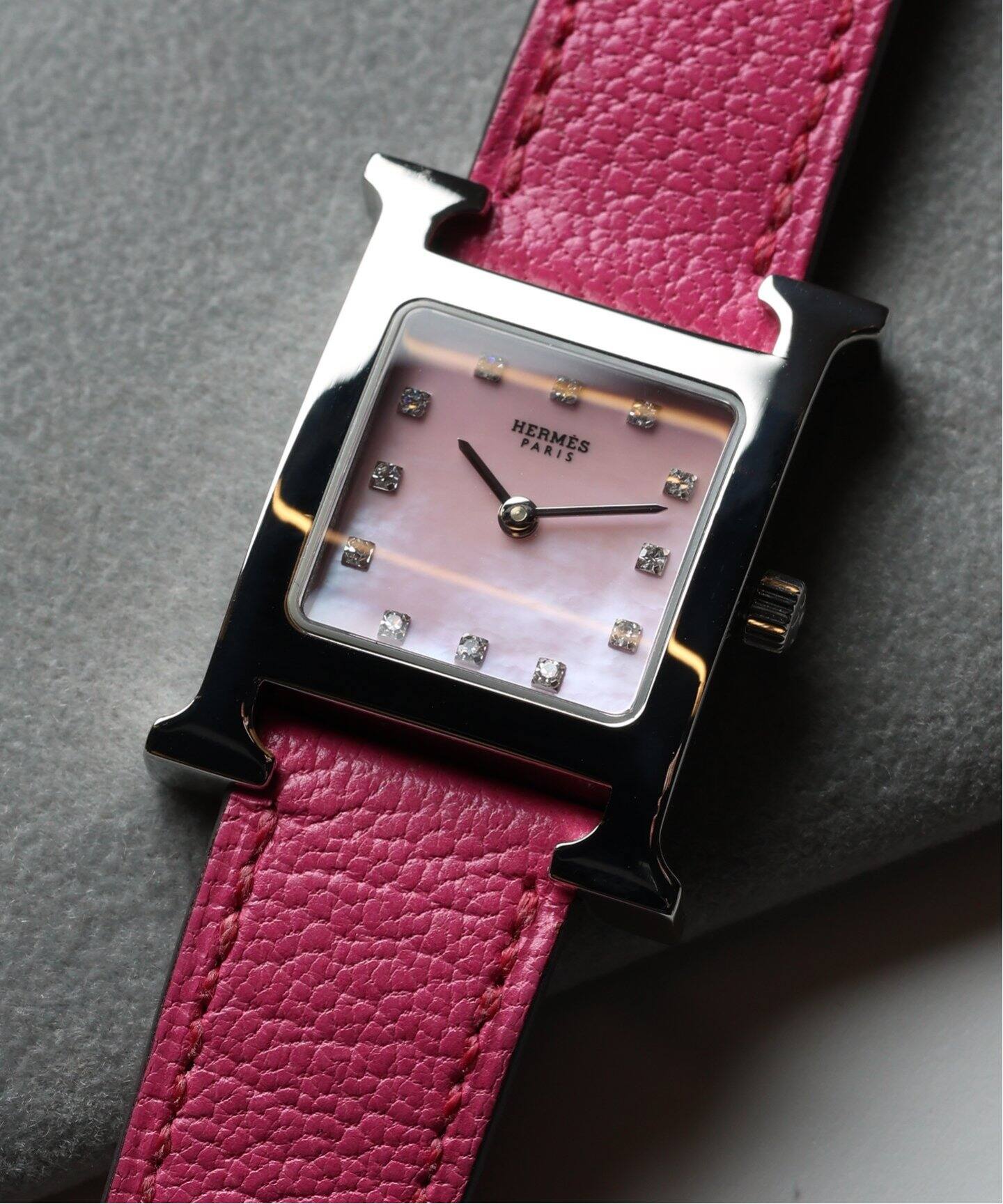 HERMES / エルメス】H Watch Pink shell diamond（ヴィンテージ  