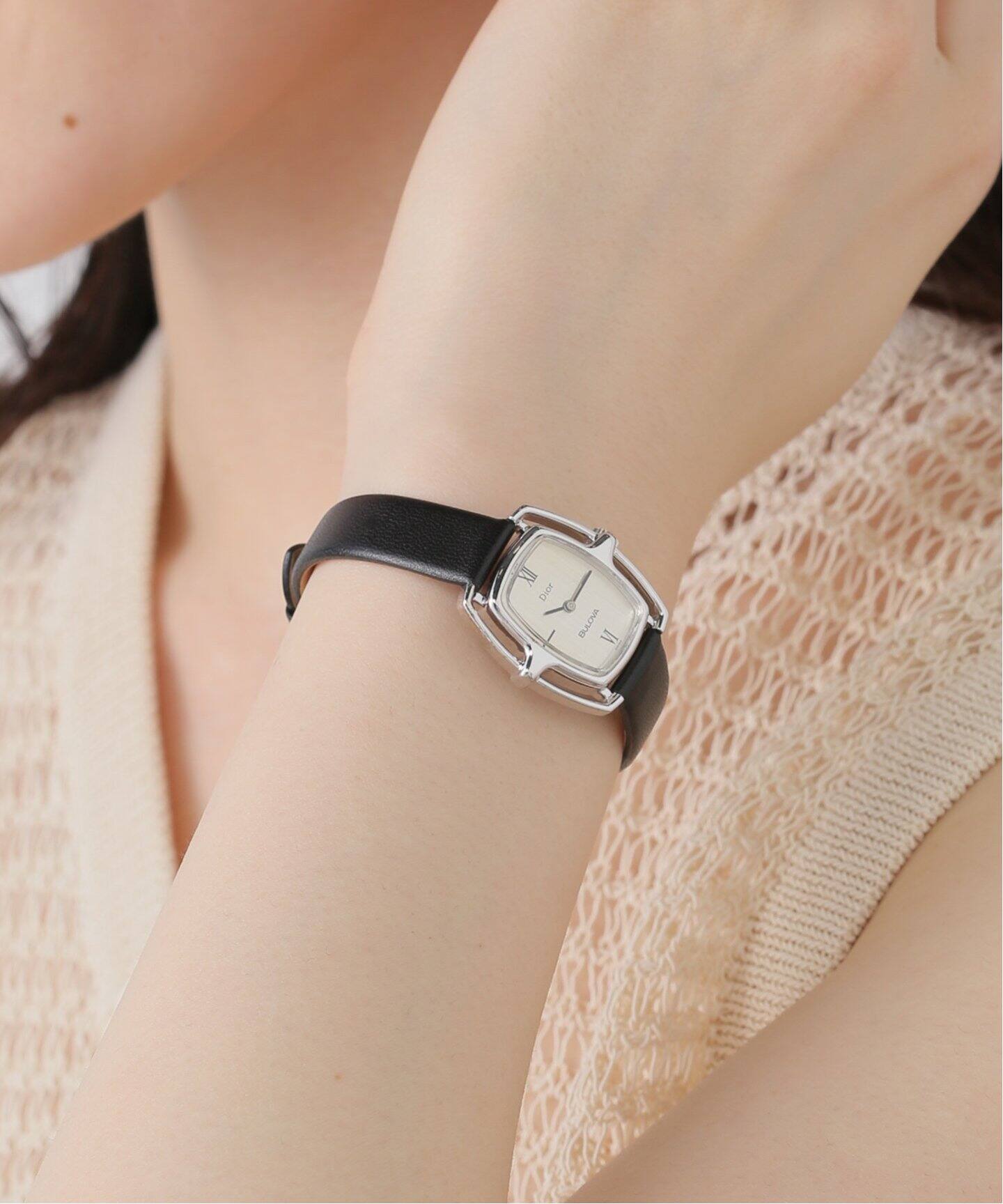 dior BULOVA 腕時計シルバー レザー ディオール Dior ディオール/BULOVA ブローバ ダブルネーム シルバー 手巻き