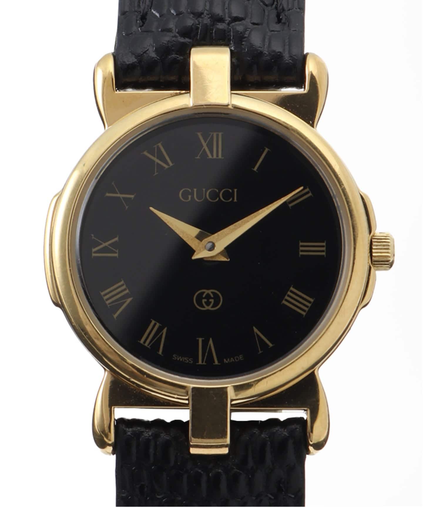 唯一の【GUCCI】ヴィンテージ 3400L ゴールド腕時計ブラックレザーベルト GUCCI 3400L（ヴィンテージ）｜HIROB（ヒロブ）の通販