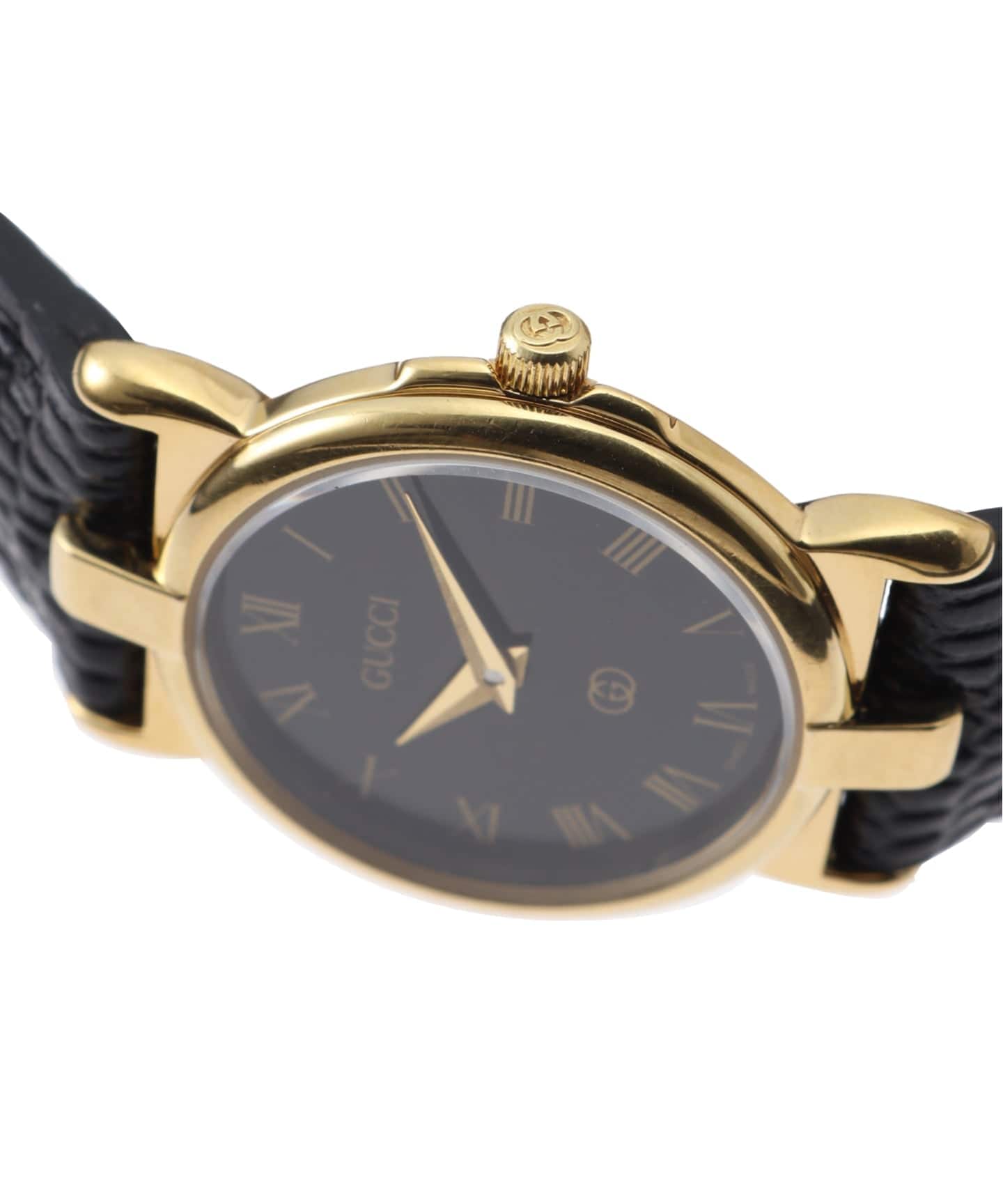唯一の【GUCCI】ヴィンテージ 3400L ゴールド腕時計ブラックレザーベルト GUCCI 3400L（ヴィンテージ）｜HIROB（ヒロブ）の通販