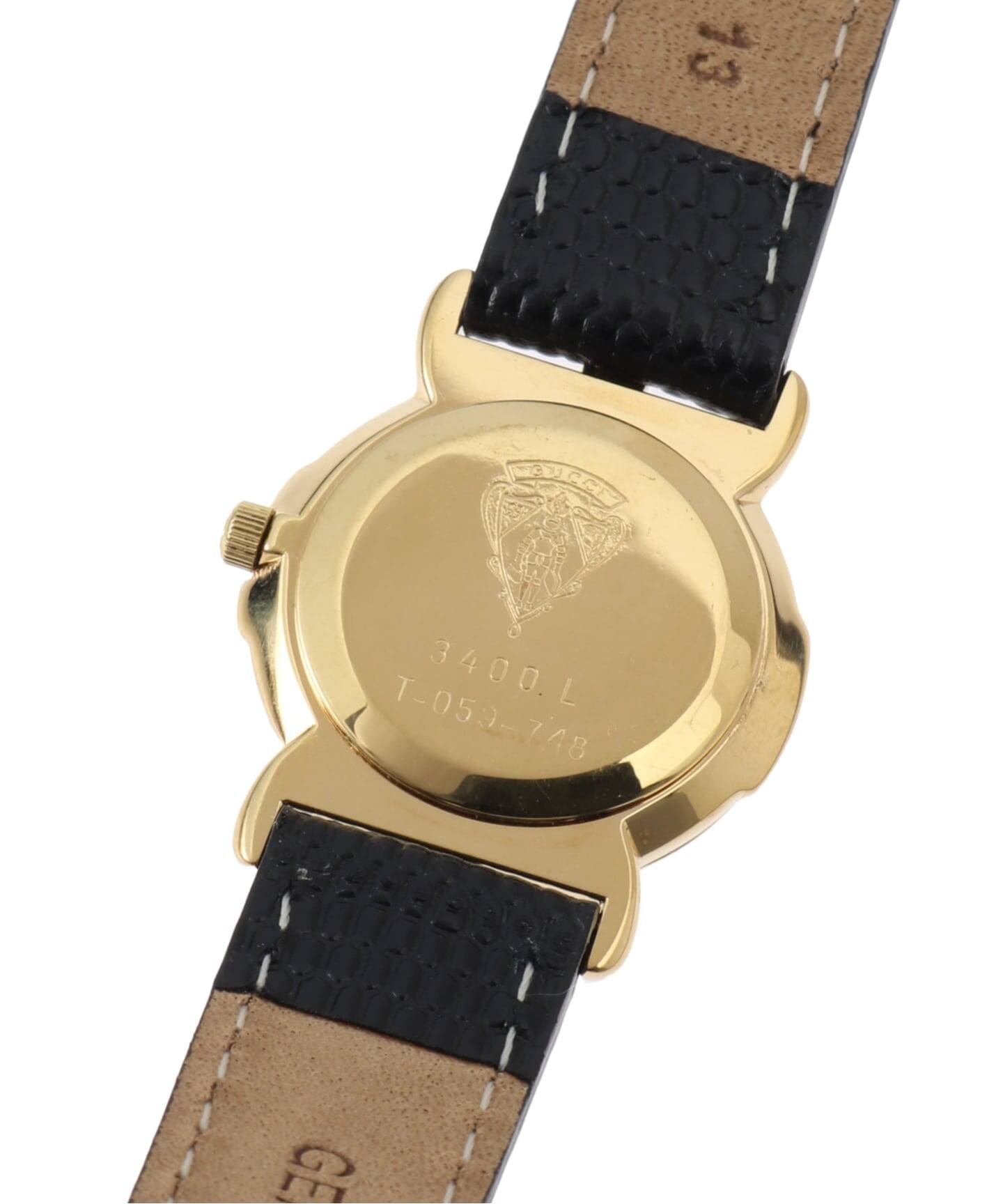 唯一の【GUCCI】ヴィンテージ 3400L ゴールド腕時計ブラックレザーベルト GUCCI 3400L（ヴィンテージ）｜HIROB（ヒロブ）の通販