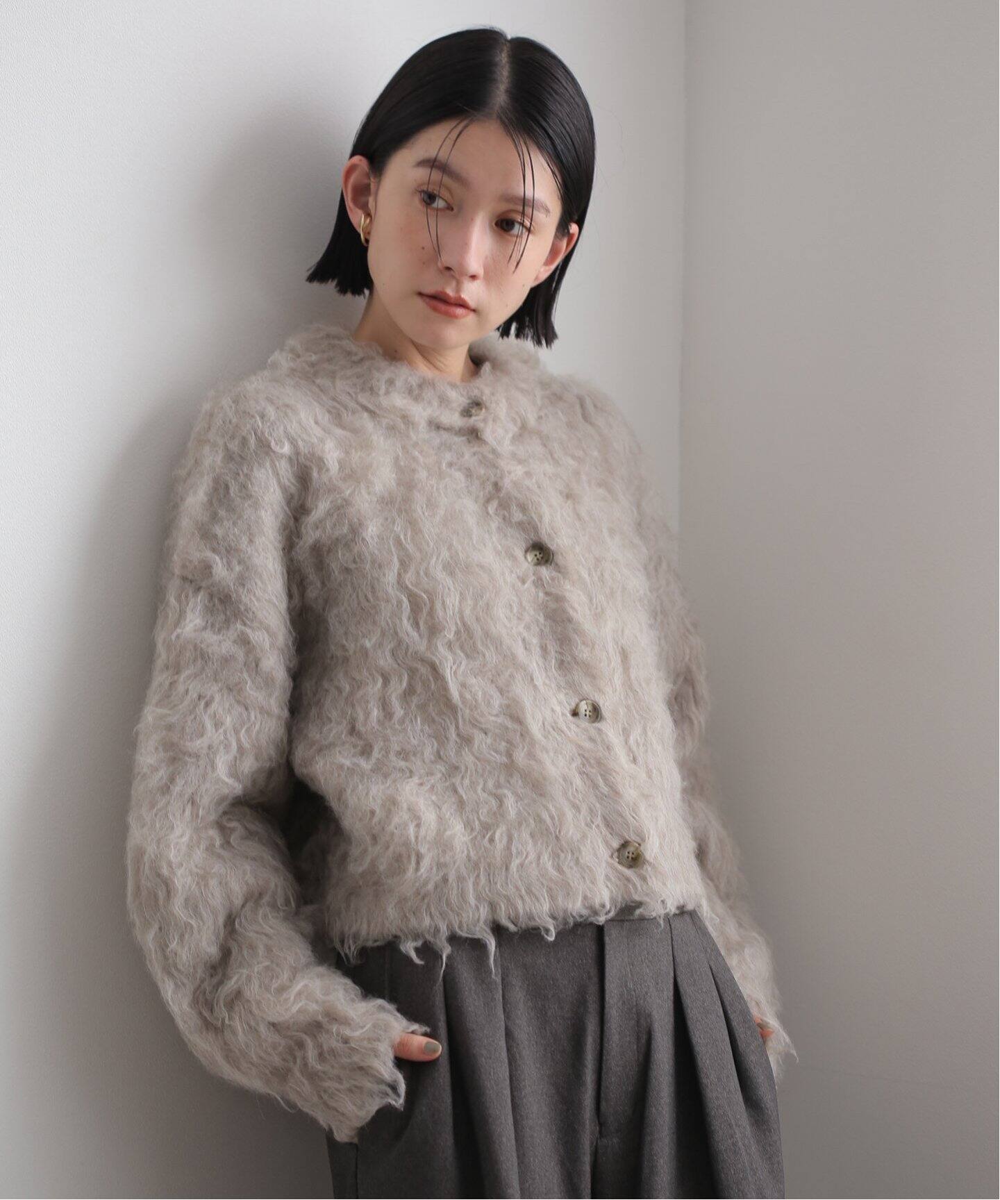 CLANE SHAGGY SHORT KNIT CARDIGAN 17106-2102（カーディガン）｜BOICE  