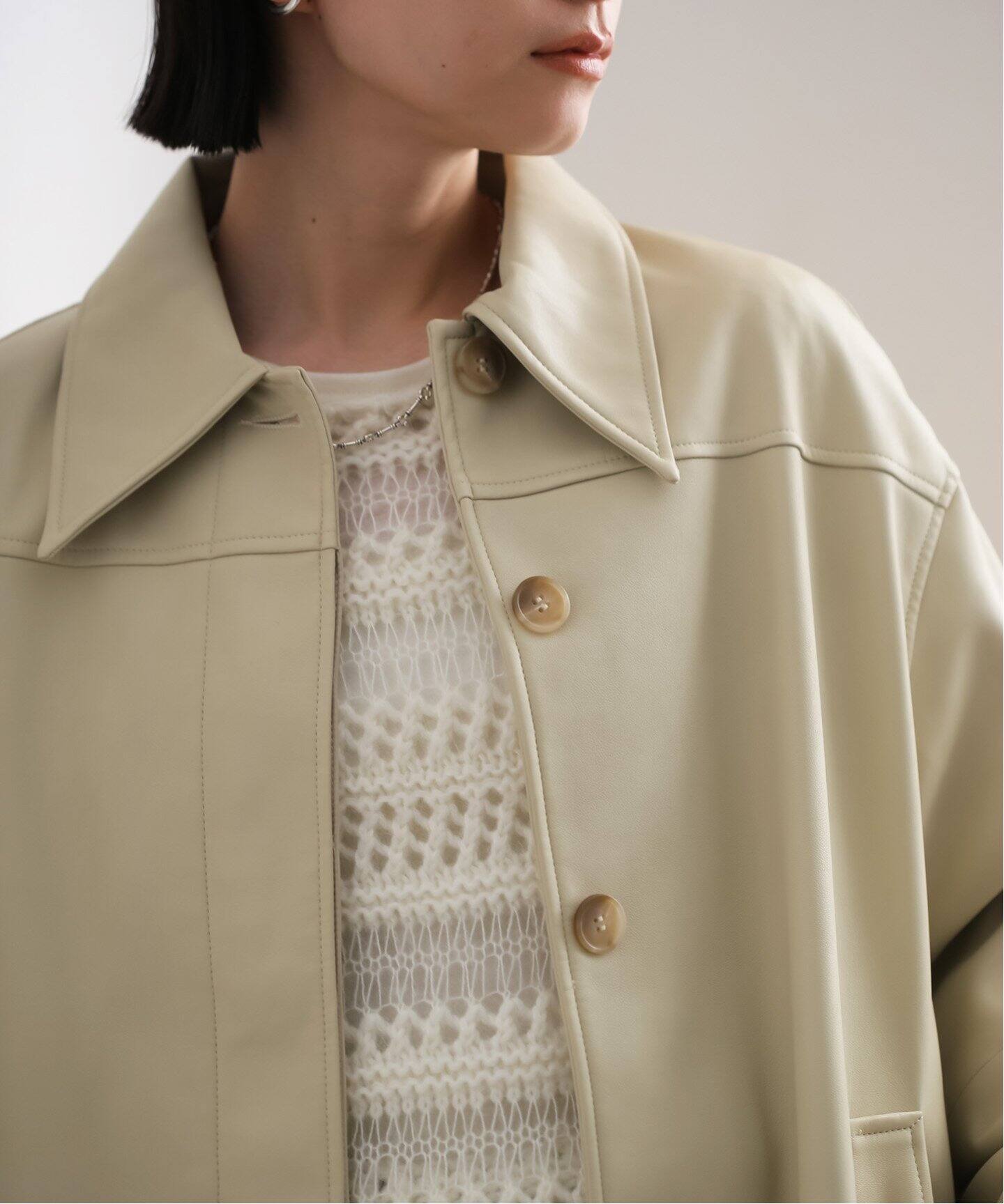 値下げ_Ecoleather まどお Over Jacket/anuke