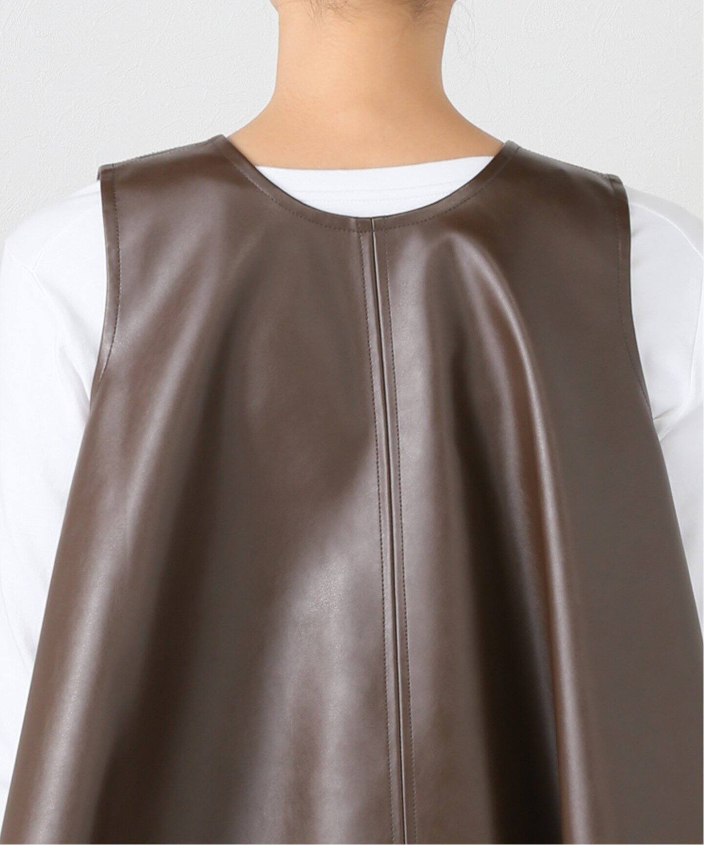 CLANE W FACE VEGAN LEATHER FLARE TOPS 17122-4242（ベスト）｜BOICE 