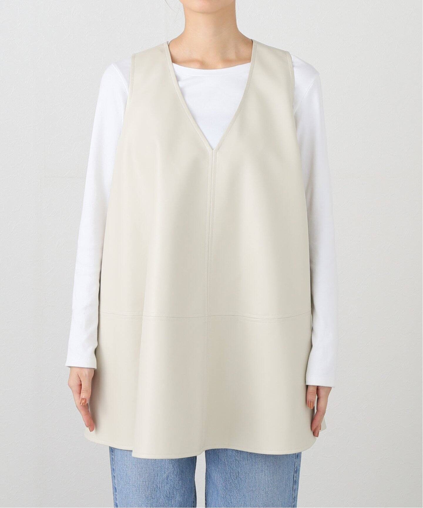 CLANE W FACE VEGAN LEATHER FLARE TOPS 17122-4242（ベスト）｜BOICE 