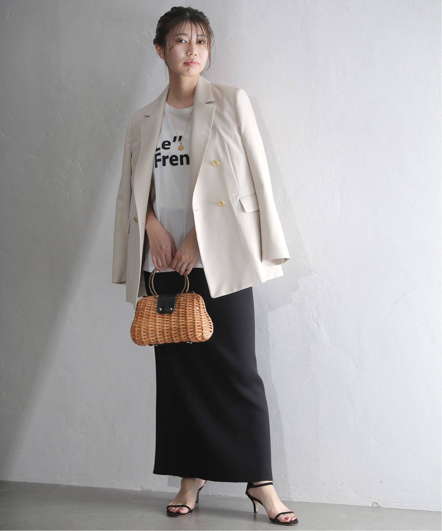 綿麻ストレッチダブルジャケット（テーラードジャケット）｜La  