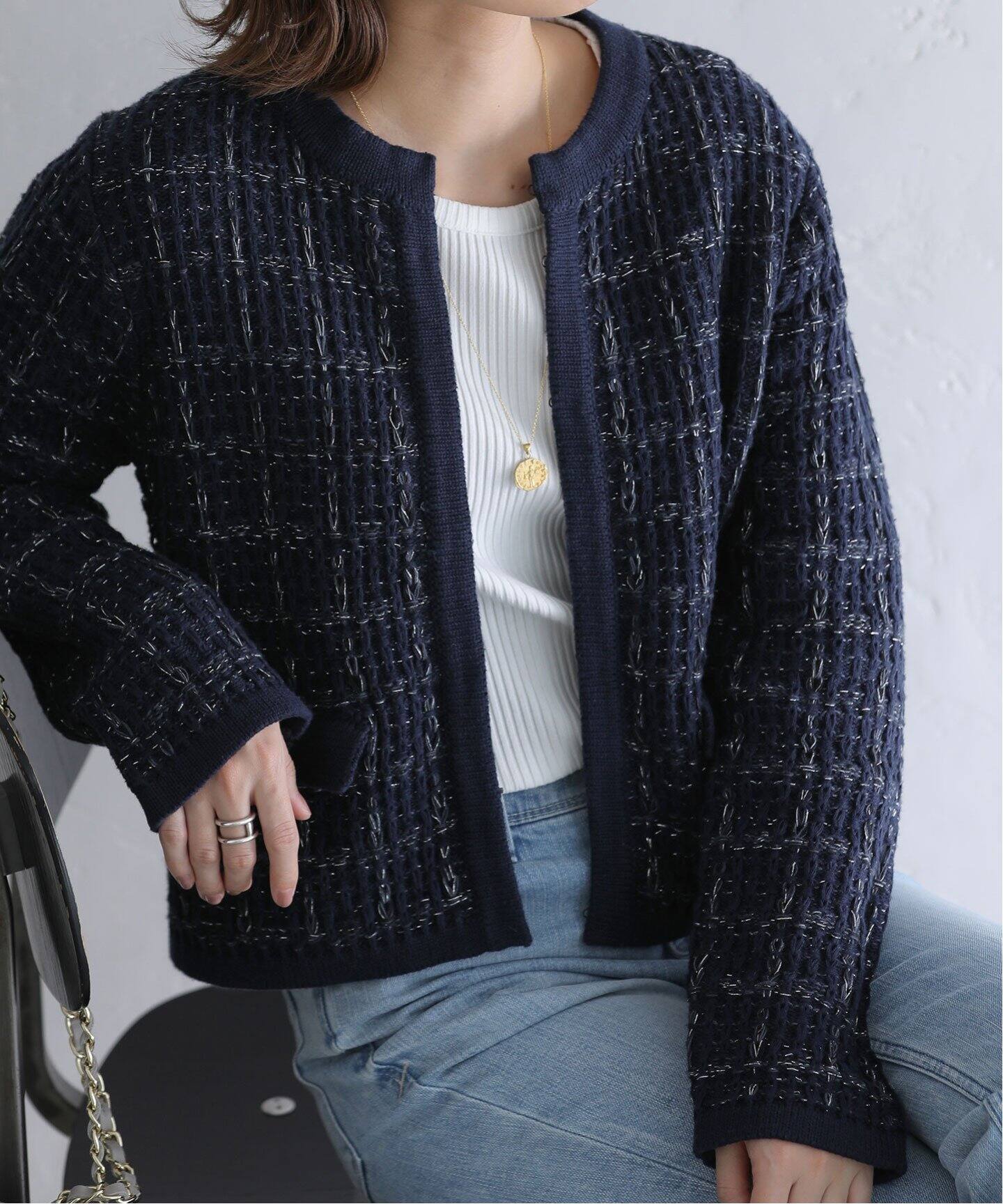 TORRAZZO DONNA/トラッゾドンナ】別注ニットツイードカーディガン  