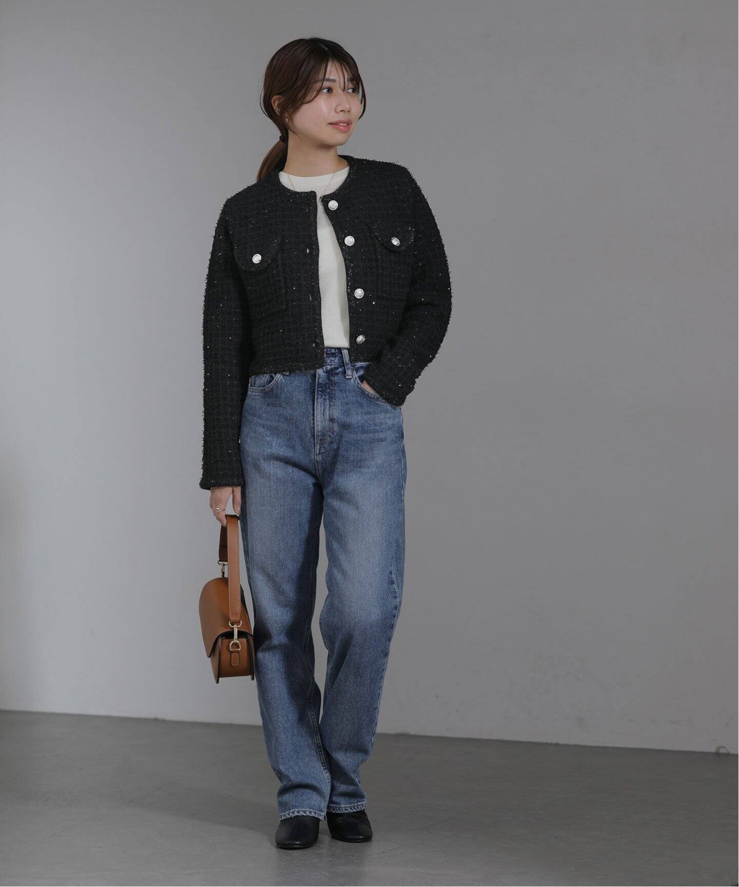 TORRAZZO DONNA/トラッゾドンナ】Compact Knit Jacket（ノーカラー 