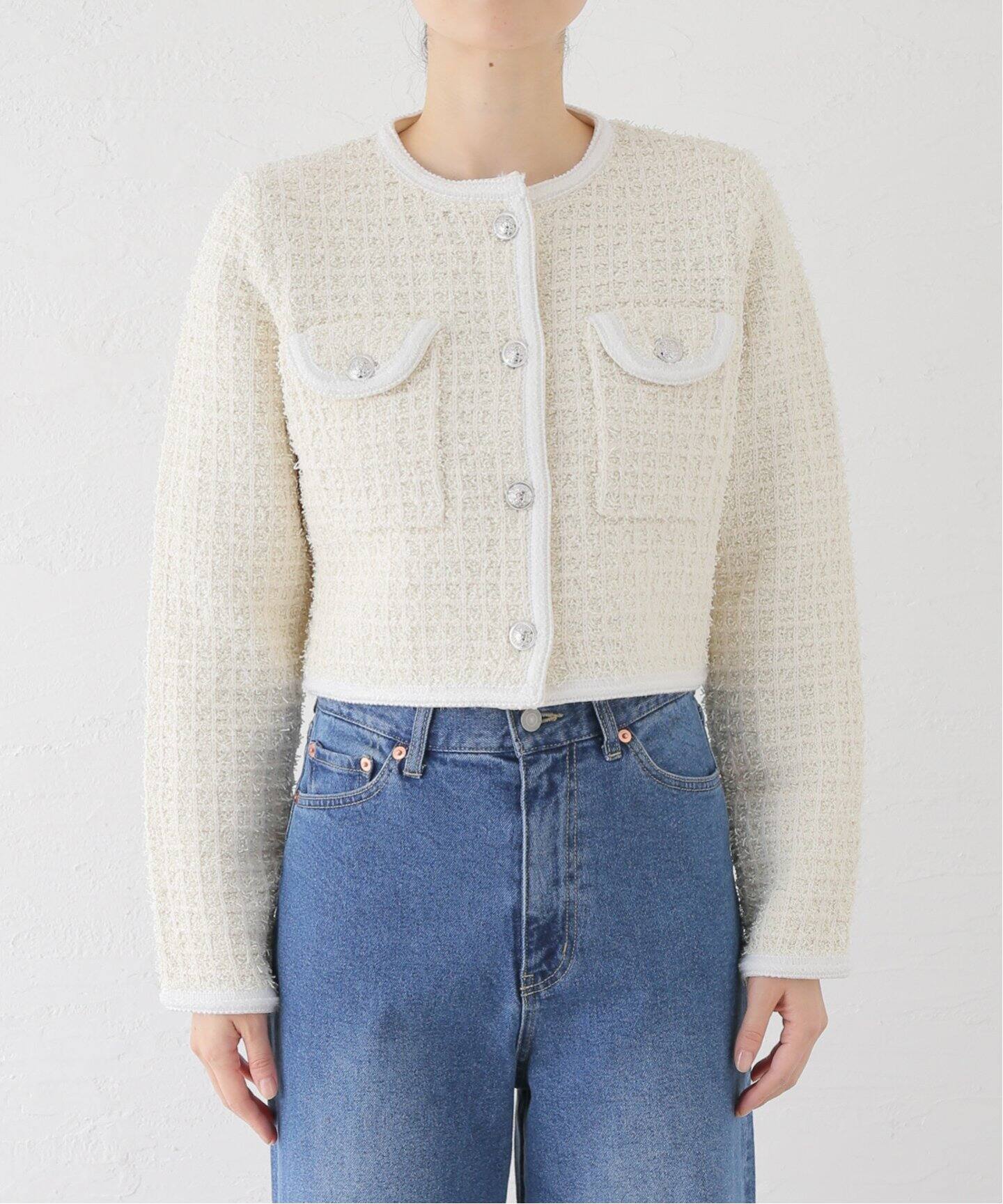 TORRAZZO DONNA/トラッゾドンナ】Compact Knit Jacket（ノーカラー 