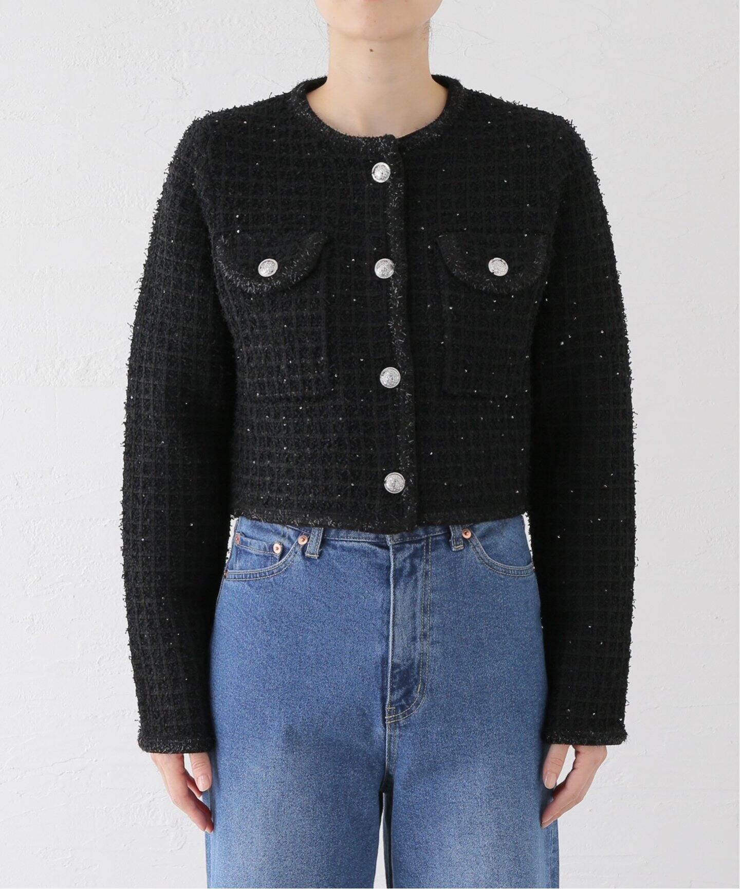 TORRAZZO DONNA/トラッゾドンナ】Compact Knit Jacket（ノーカラー 