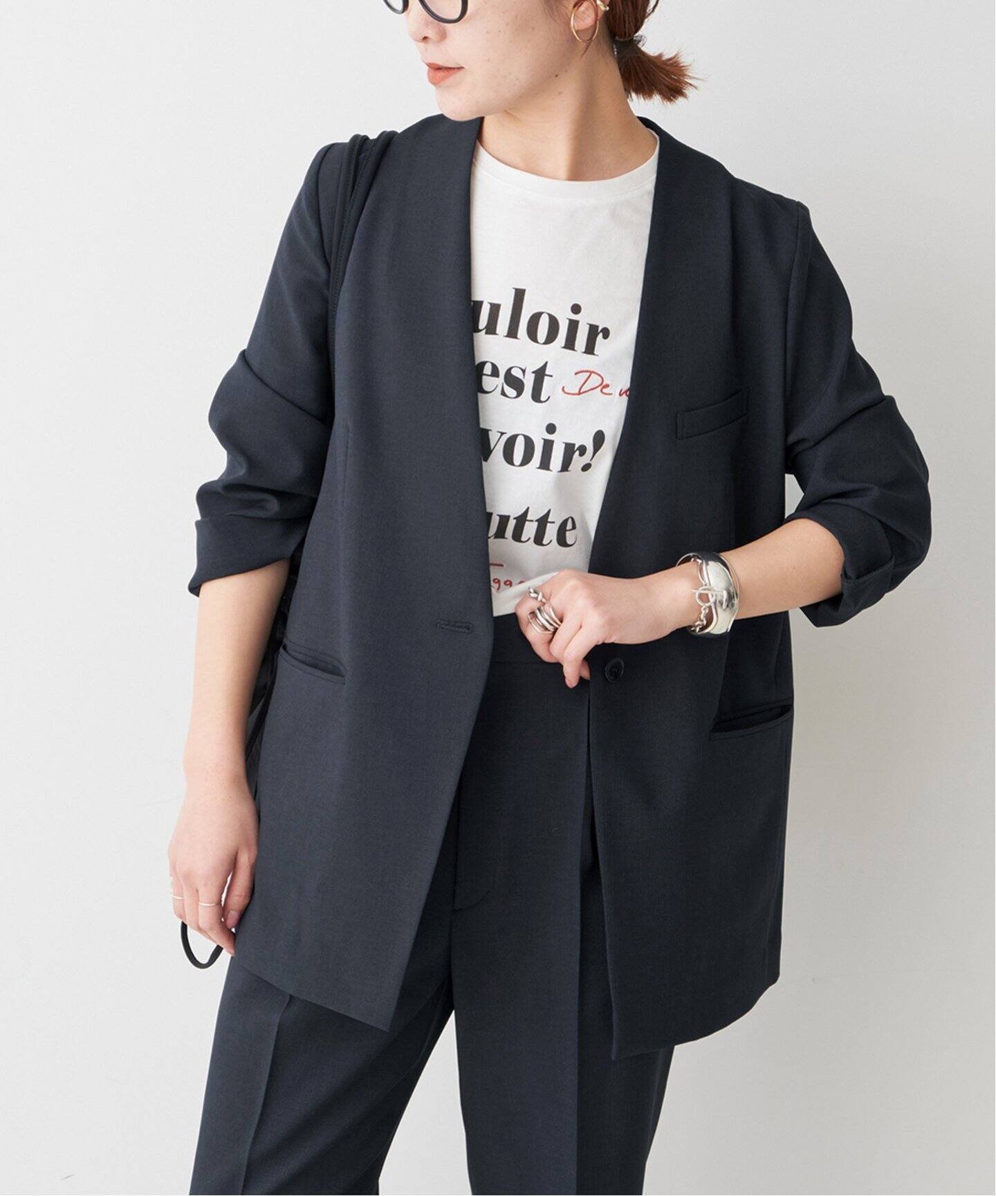 極美品☆SHIPS♡ノーカラーダブルボタンコート グレー フリーサイズ  