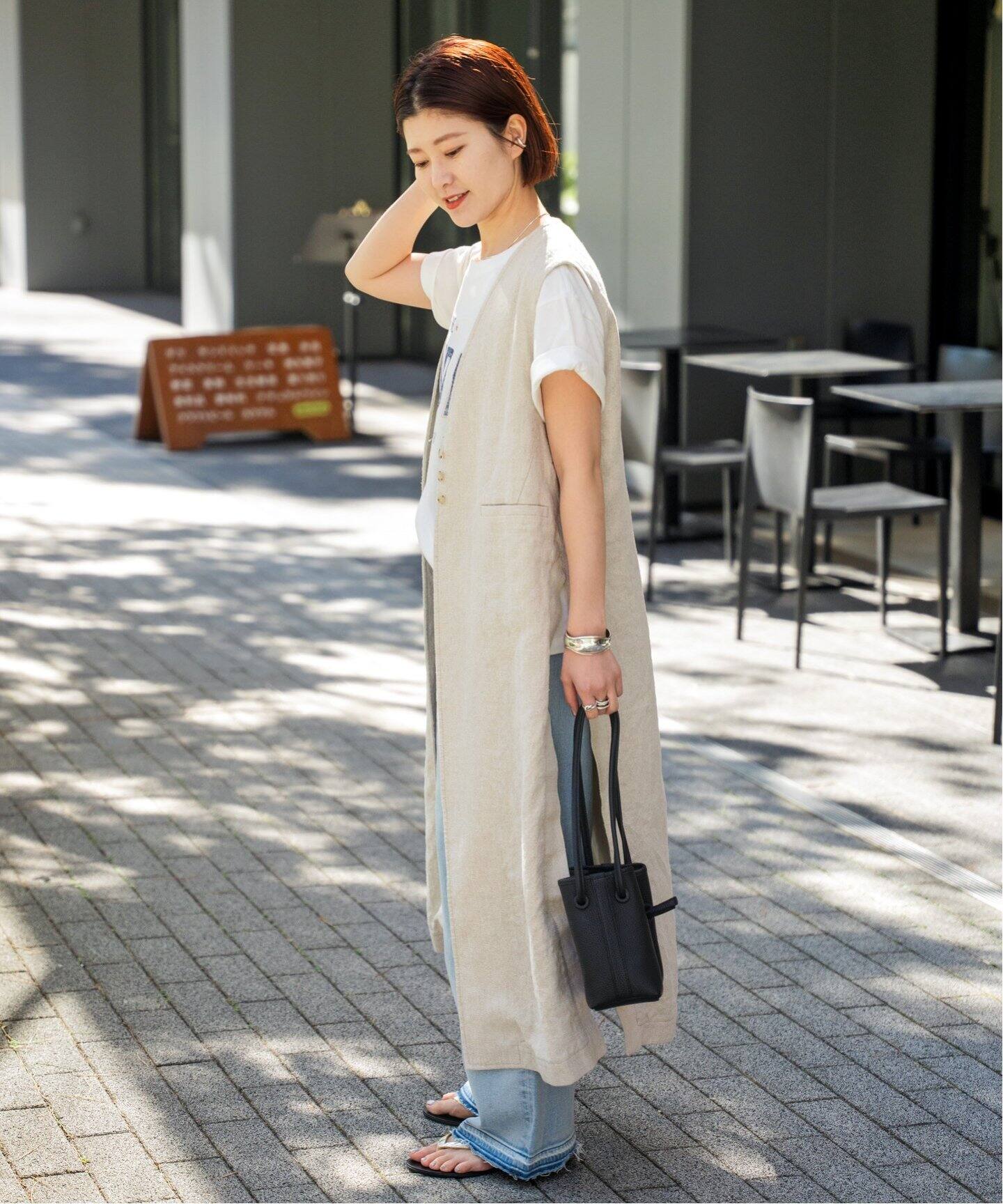 リネンシルクロングジレ（ジレ）｜Spick and Span（スピック＆スパン  