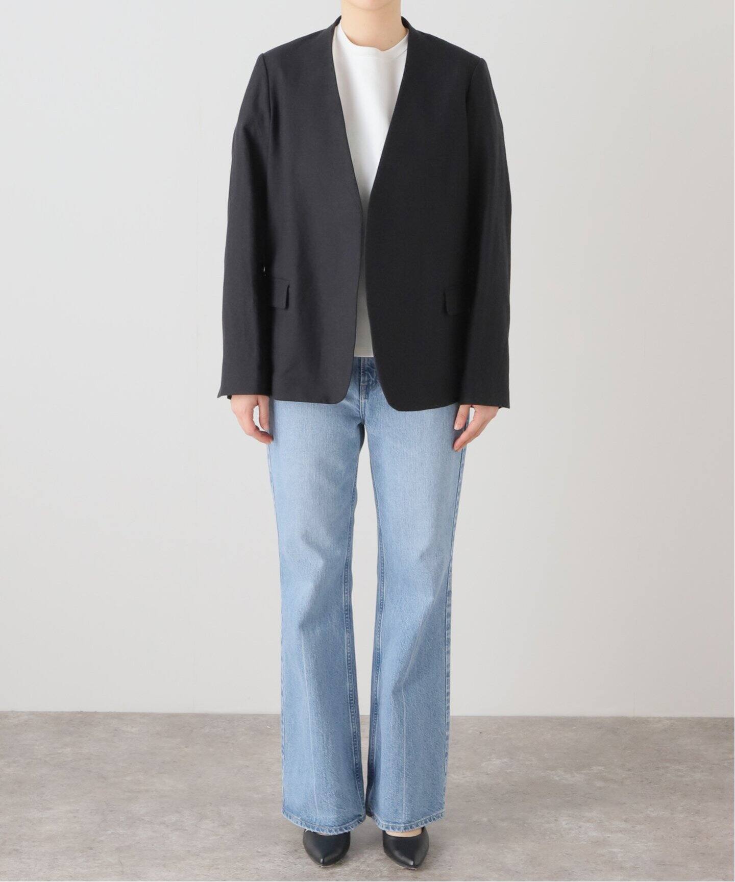 綿麻キャンバスノーカラージャケット（ノーカラージャケット  