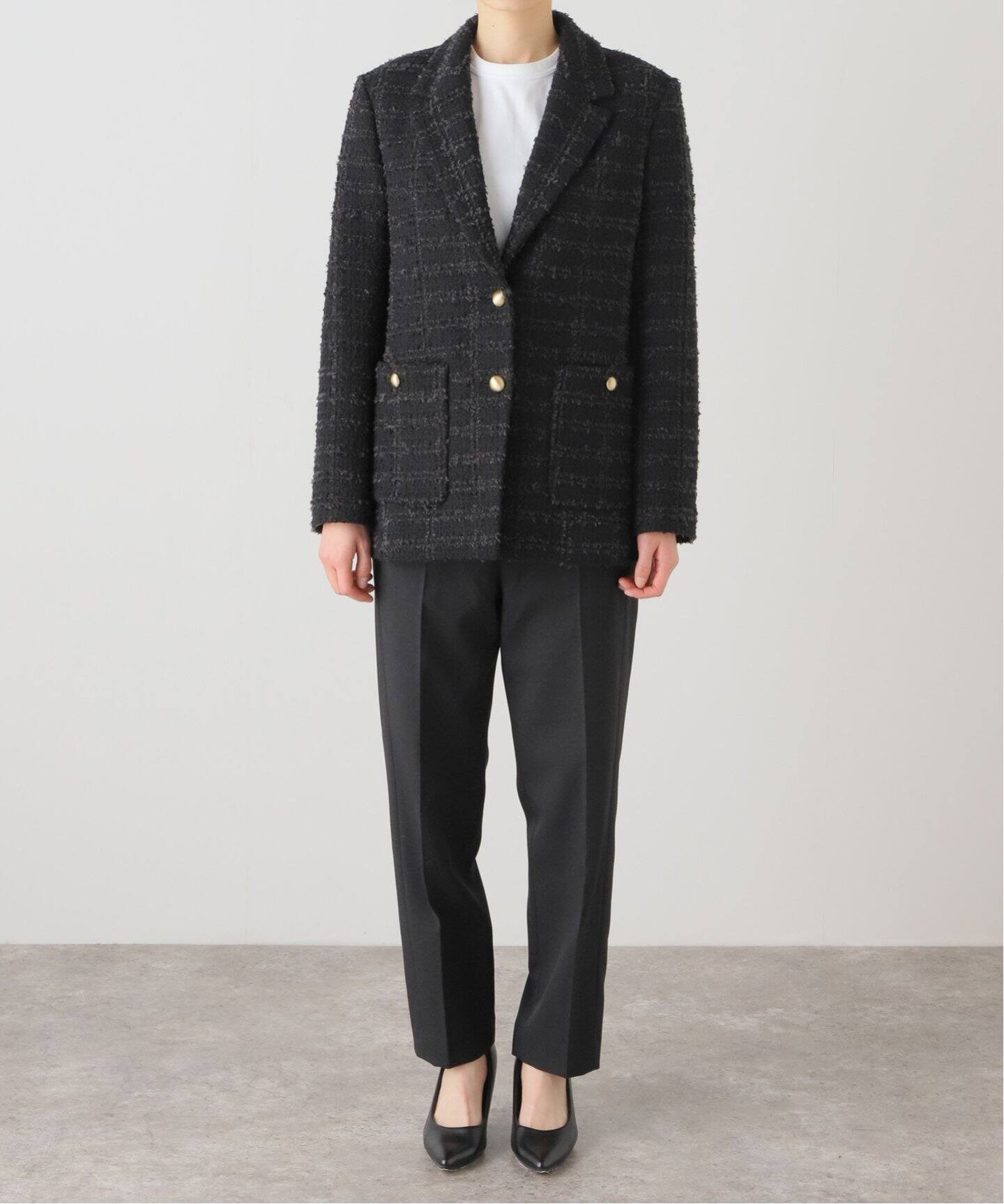 チェックツイードロングジャケット（テーラードジャケット）｜NOBLE  