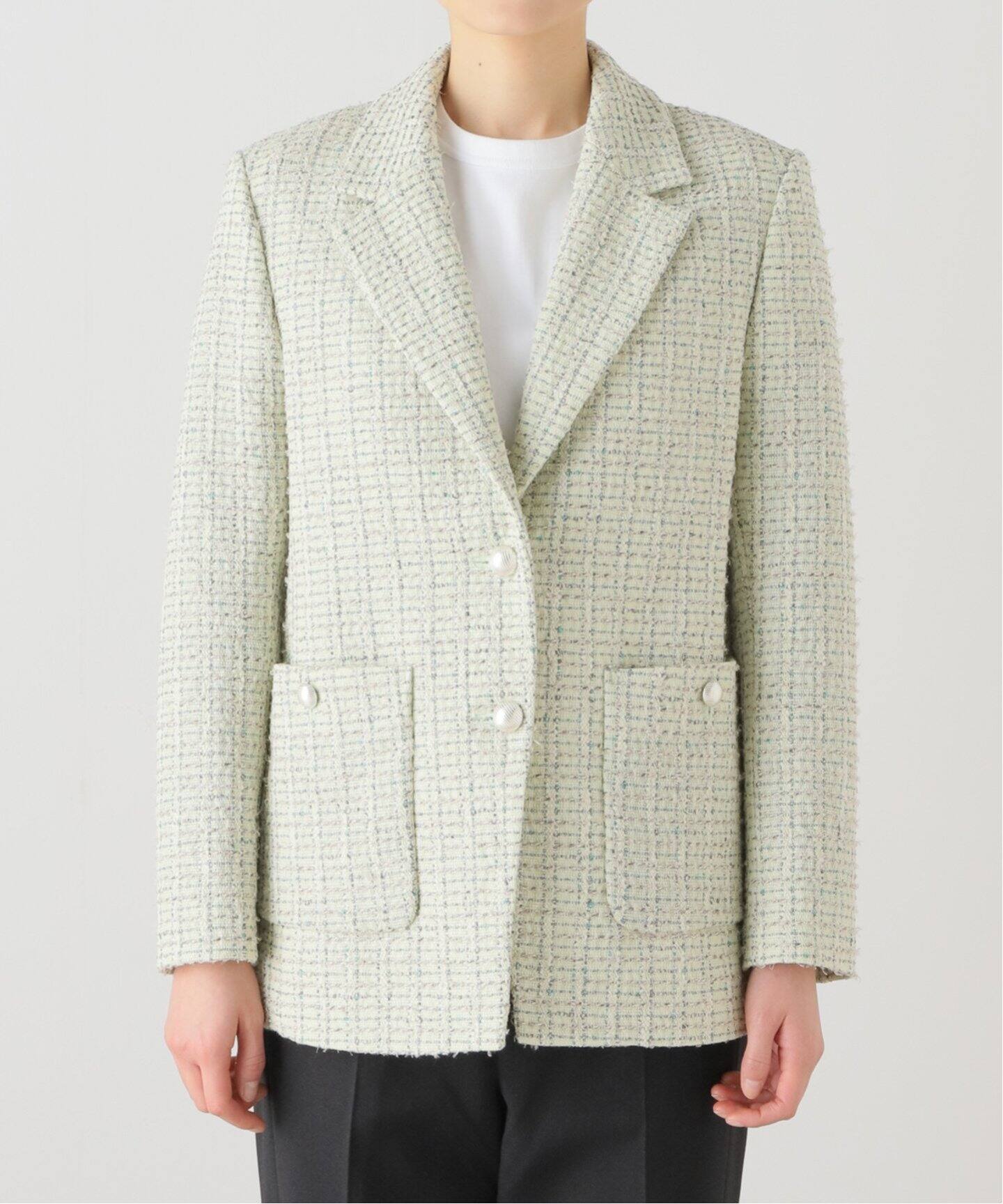 チェックツイードロングジャケット（テーラードジャケット）｜NOBLE  