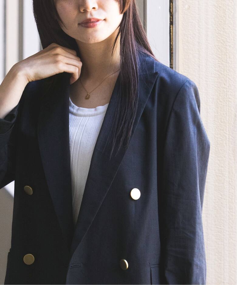追加》麻ストレッチピークドラペルダブルジャケット 2（テーラード  
