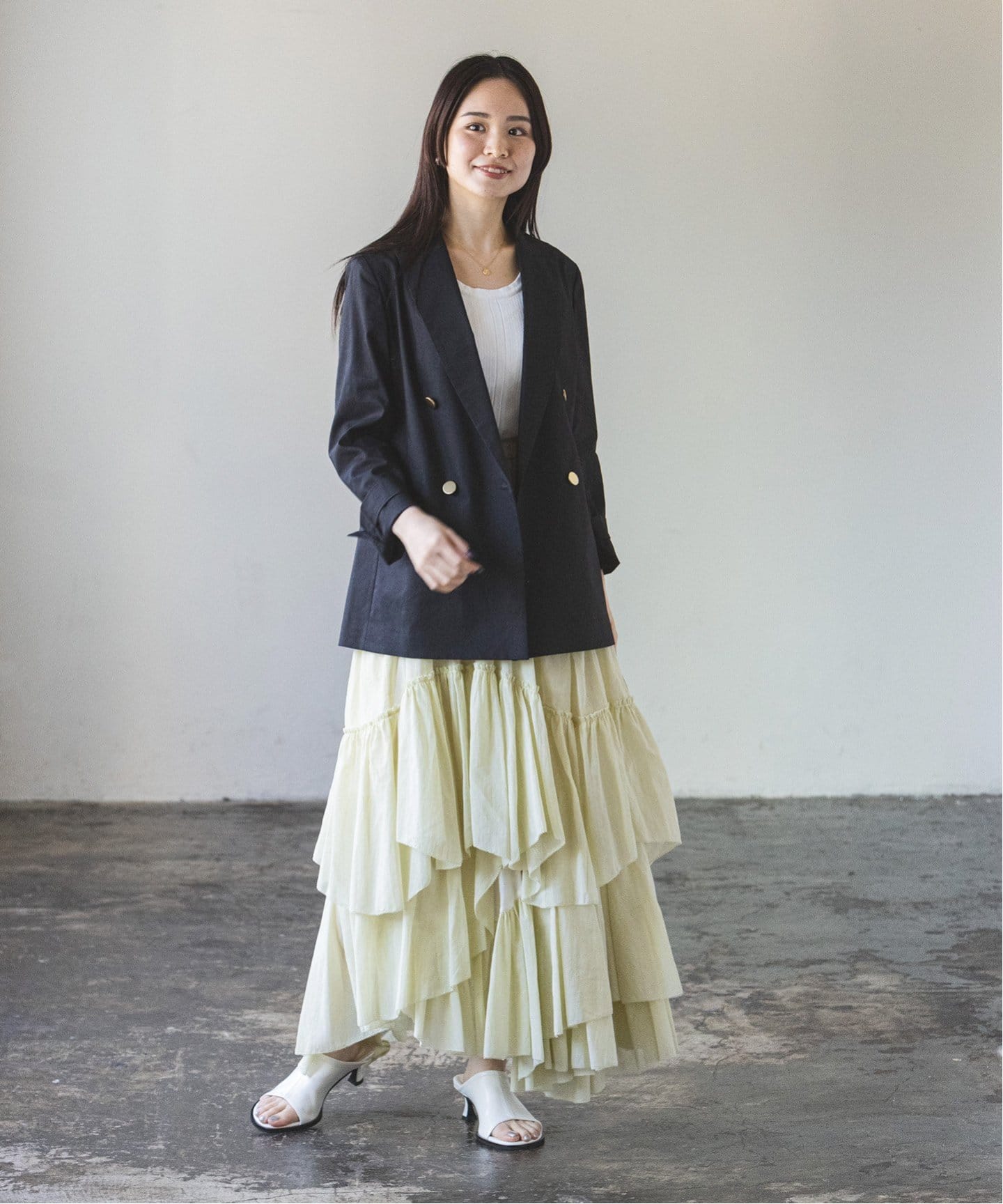 NOBLE 麻ストレッチピークドラペルダブルジャケット✖️ 麻ストレッチパンツ 追加》麻ストレッチピークドラペルダブルジャケット（テーラード
