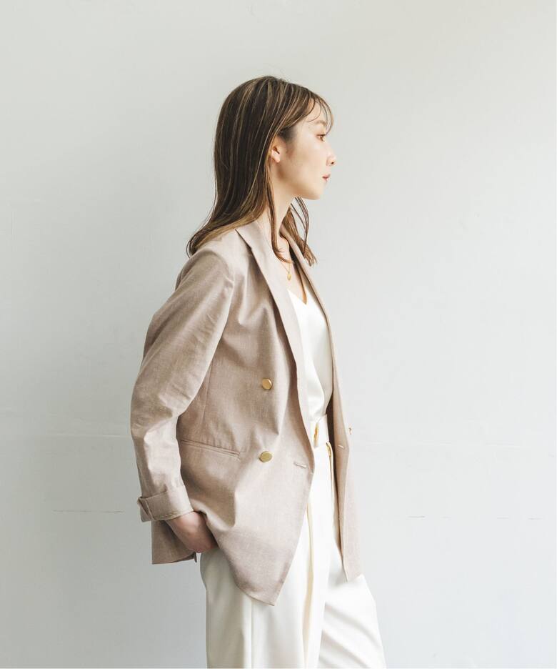 追加》麻ストレッチピークドラペルダブルジャケット 3（テーラード  