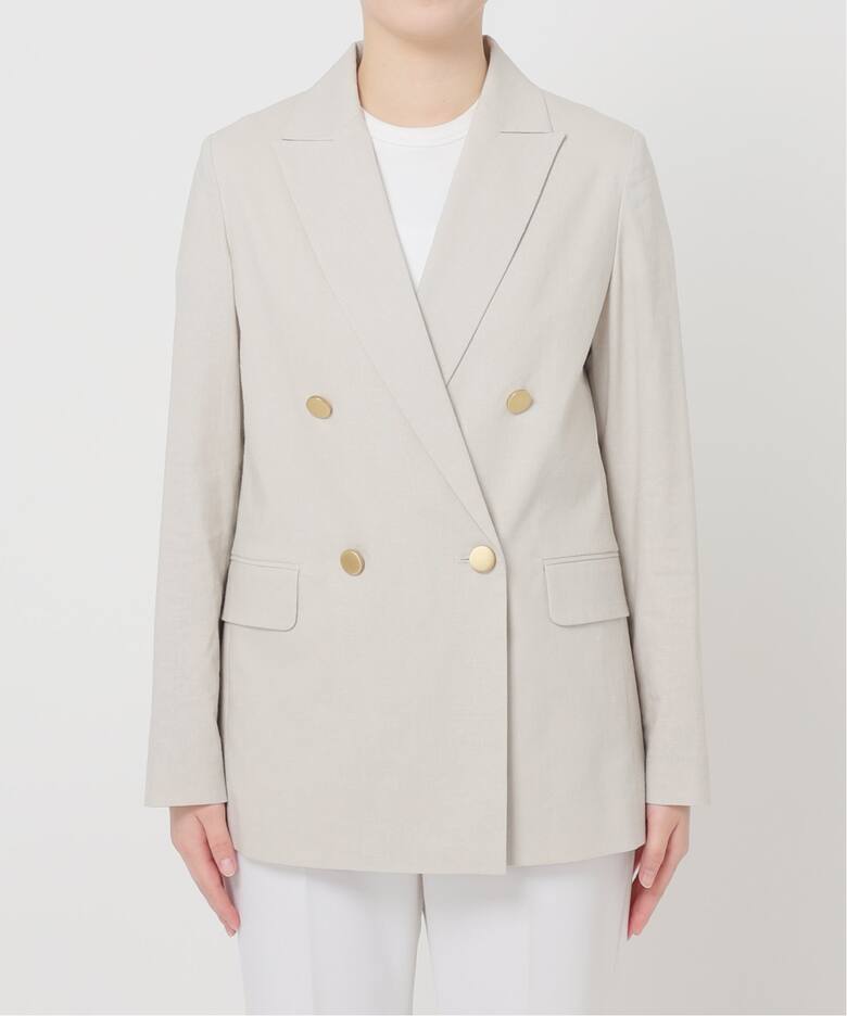 追加》麻ストレッチピークドラペルダブルジャケット 3（テーラード  