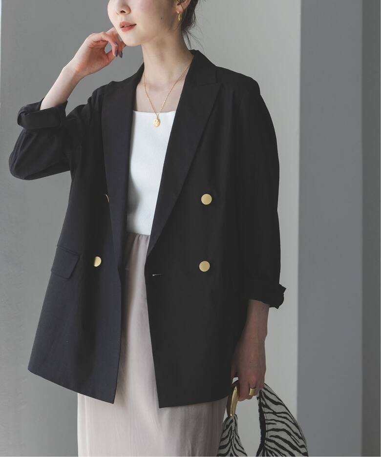 追加》麻ストレッチピークドラペルダブルジャケット 3（テーラード  