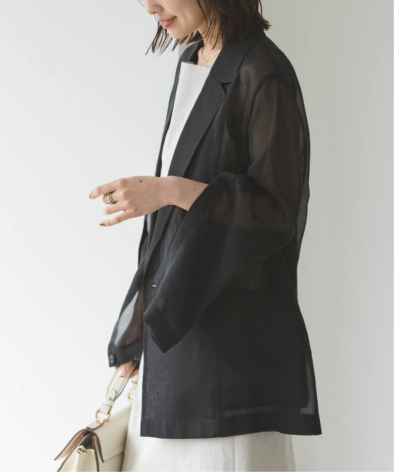 追加》スリットスリーブシアージャケット（テーラードジャケット  