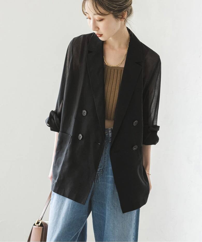 追加》スリットスリーブシアージャケット（テーラードジャケット  