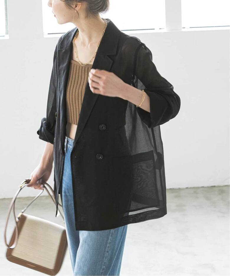 追加》スリットスリーブシアージャケット（テーラードジャケット  