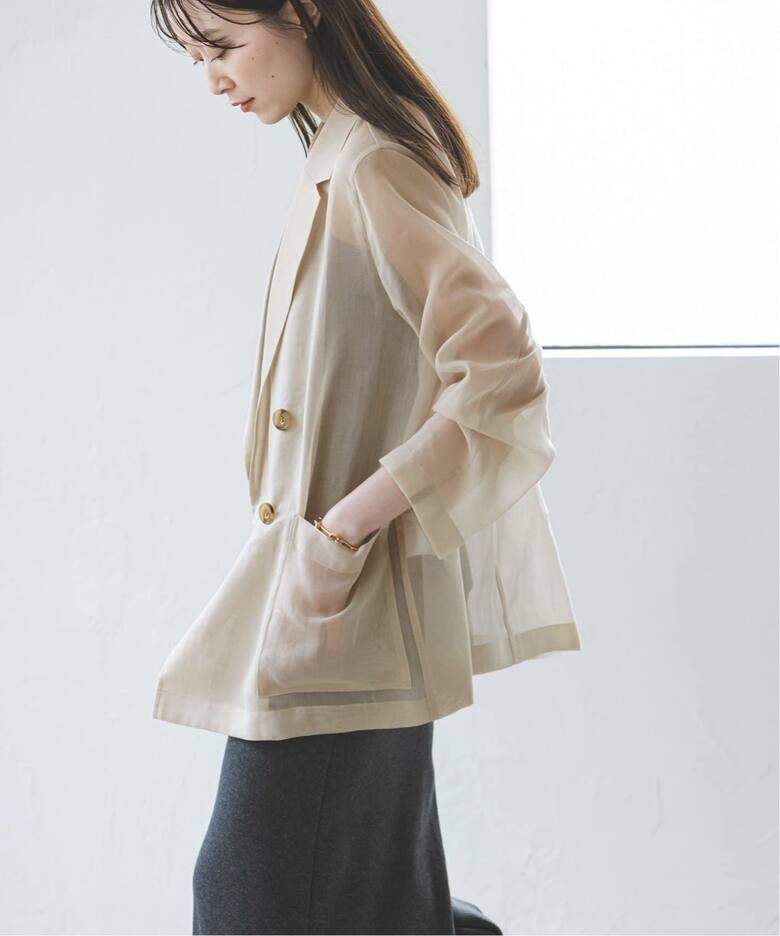 追加》スリットスリーブシアージャケット（テーラードジャケット  