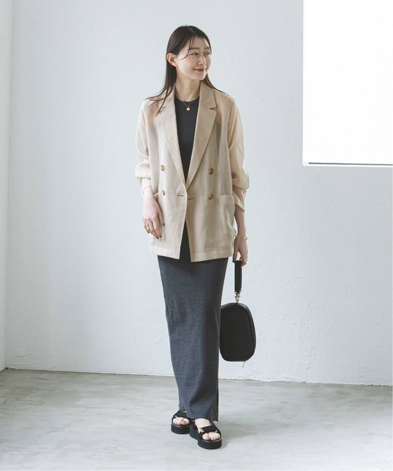 追加》スリットスリーブシアージャケット（テーラードジャケット  