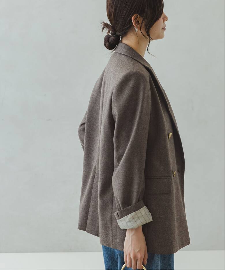 ウールフラノピークドラペルジャケット（テーラードジャケット  