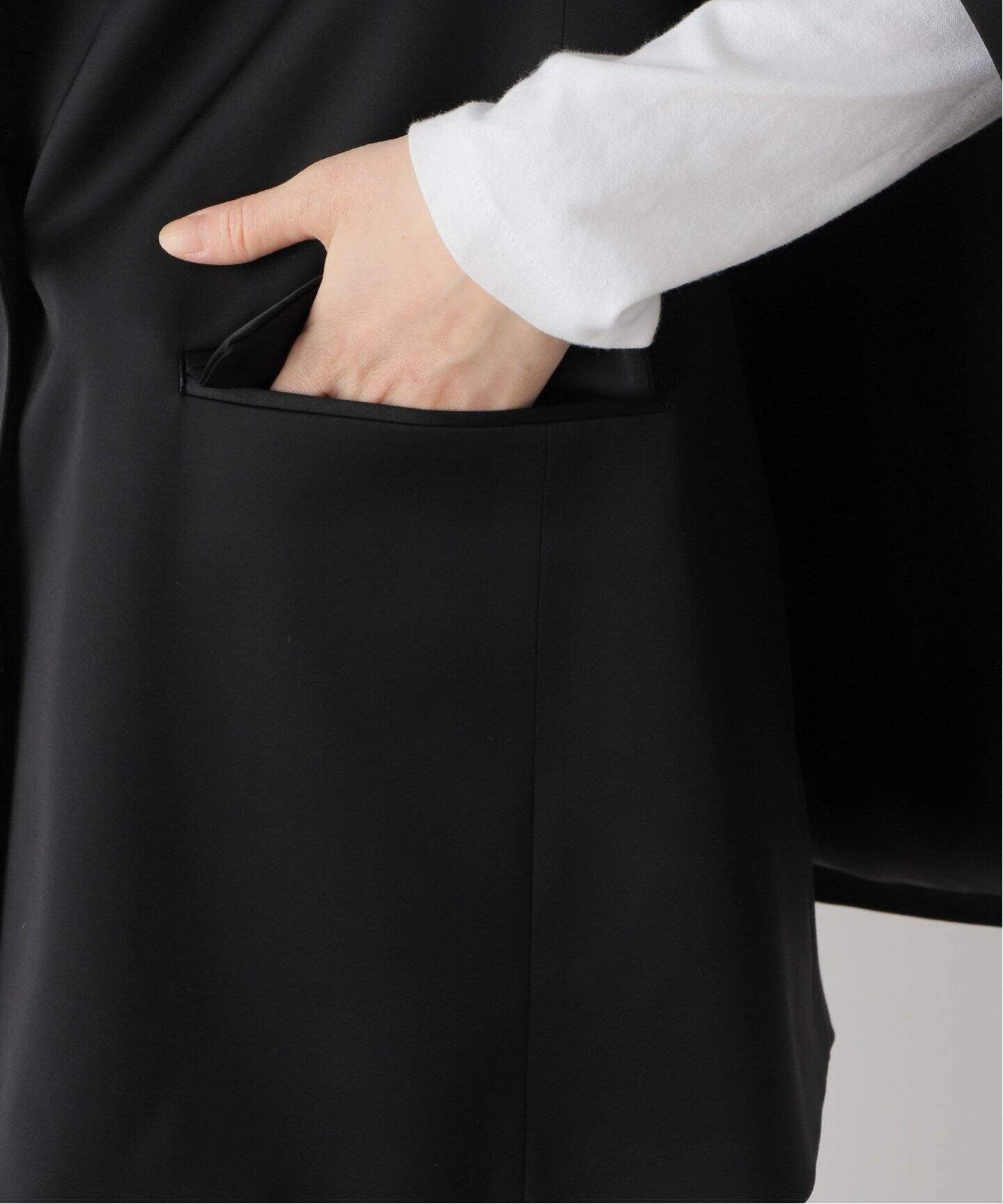 ELENI】テーラードケープジャケット（ノーカラージャケット）｜NOBLE  