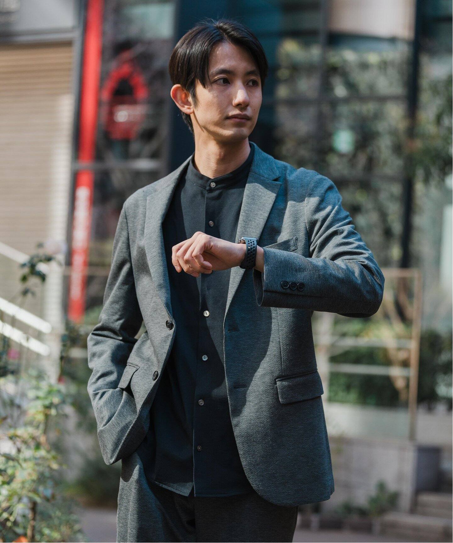 ハウンドトゥース ジャージ 2Bジャケット【セットアップ着用可  