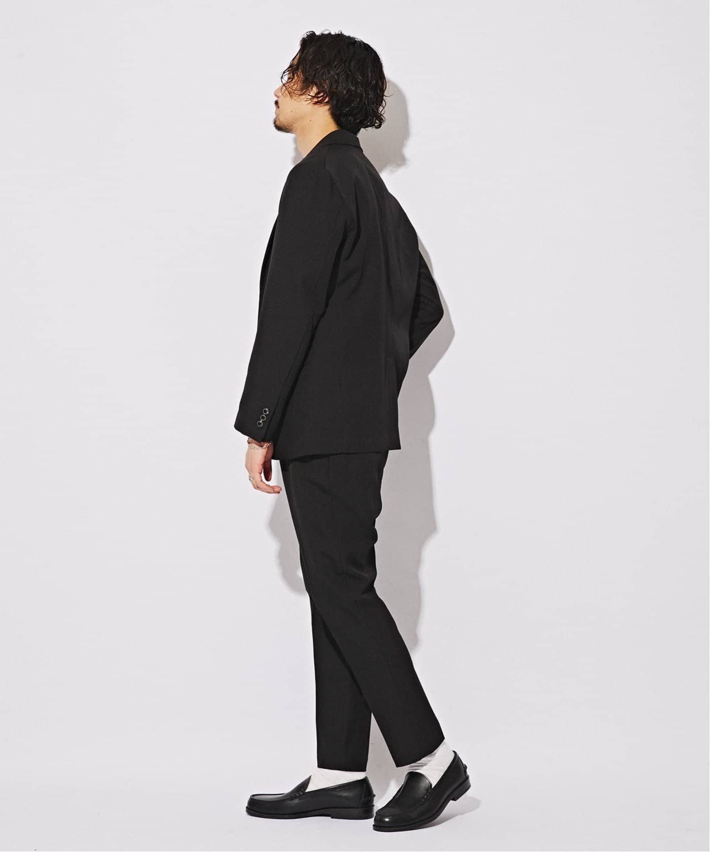 417 EDIFICE イージー スーツ セットアップ L グレー ヘリンボーン