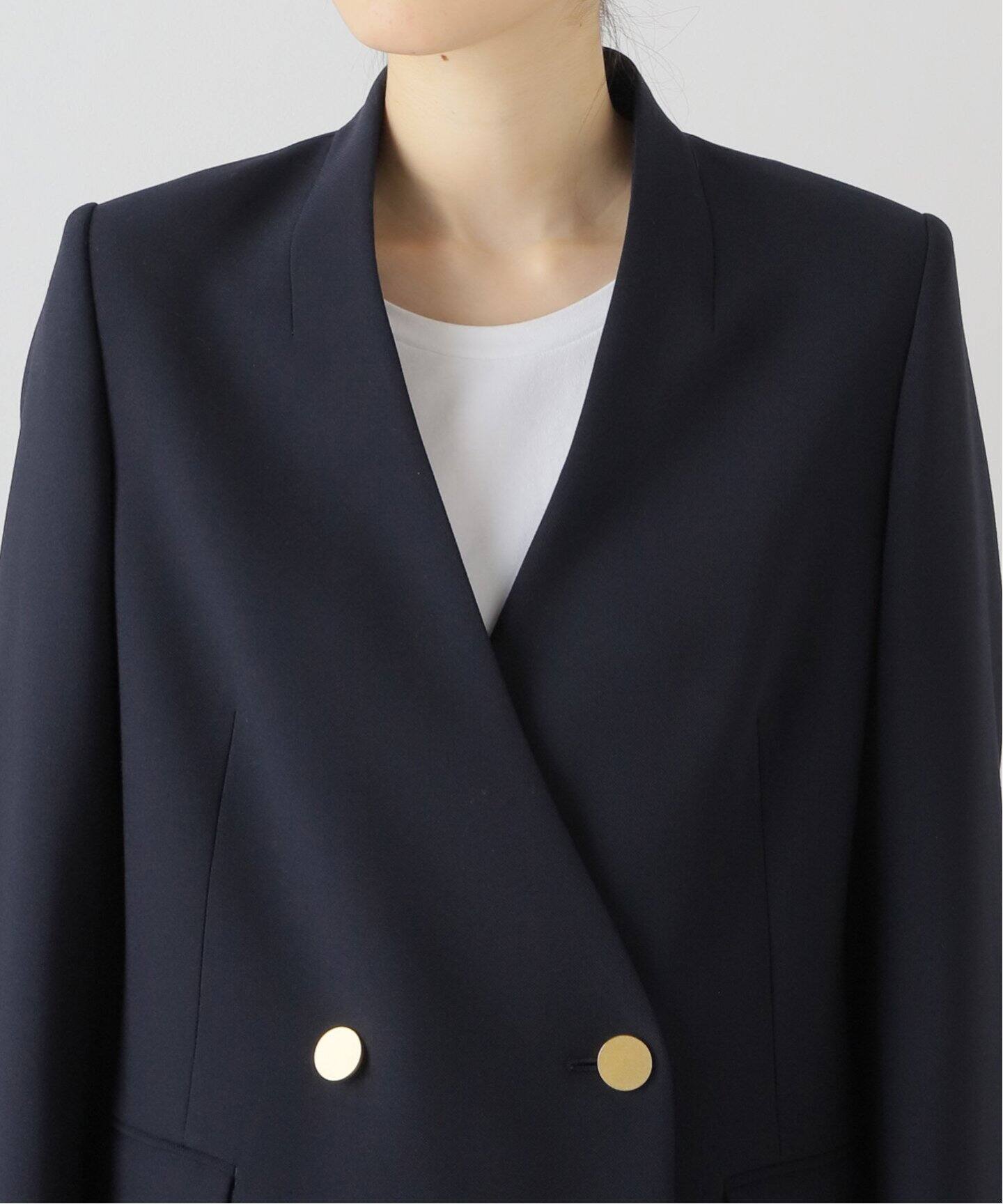 ヴィスポリーノ ノーカラーキンボタンジャケット（ノーカラー  