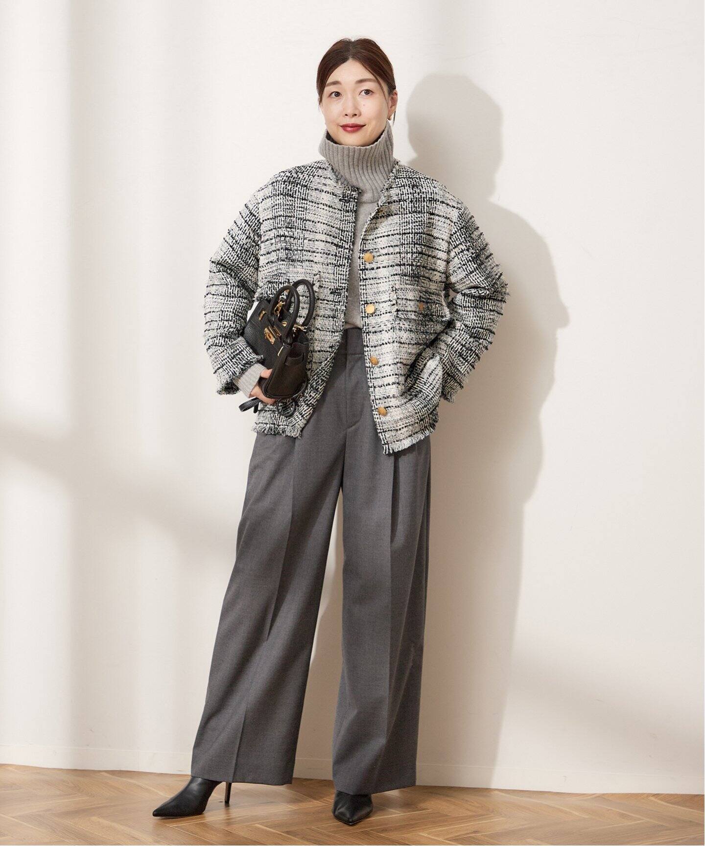 GIOLICAツイードWIDEジャケット（ノーカラージャケット）｜JOURNAL  