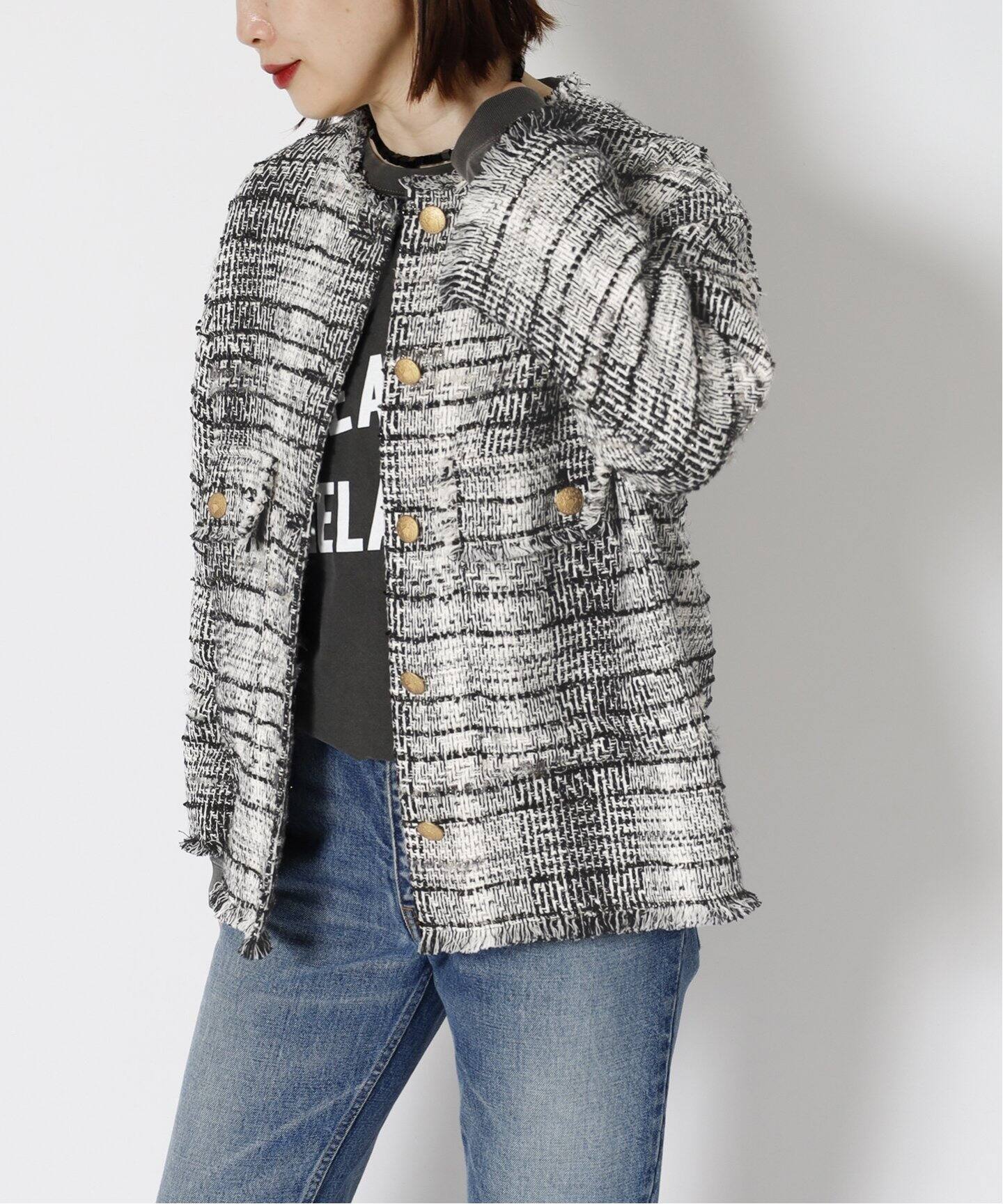 GIOLICAツイードWIDEジャケット（ノーカラージャケット）｜JOURNAL  