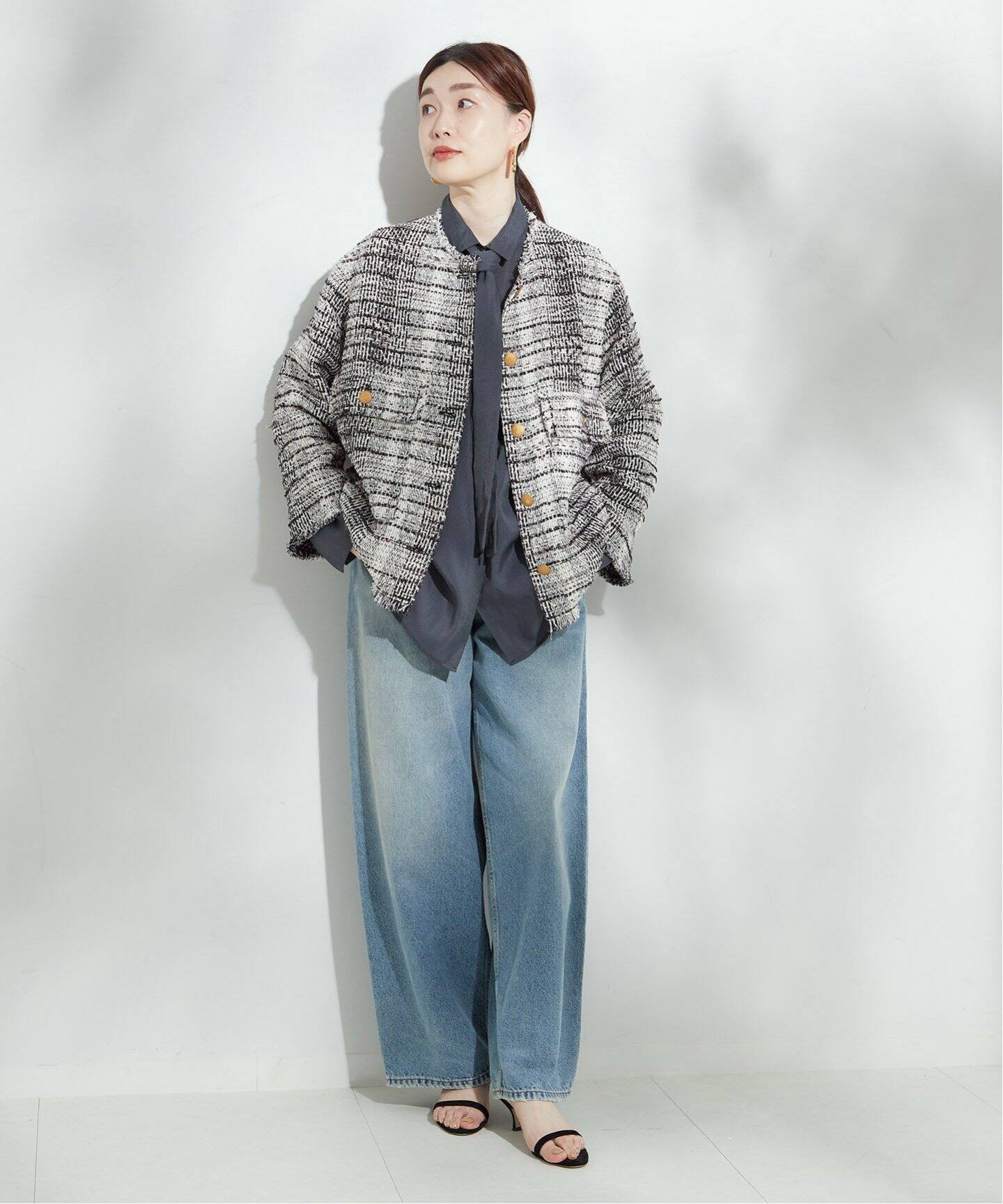 GIOLICAツイードWIDEジャケット（ノーカラージャケット）｜JOURNAL  