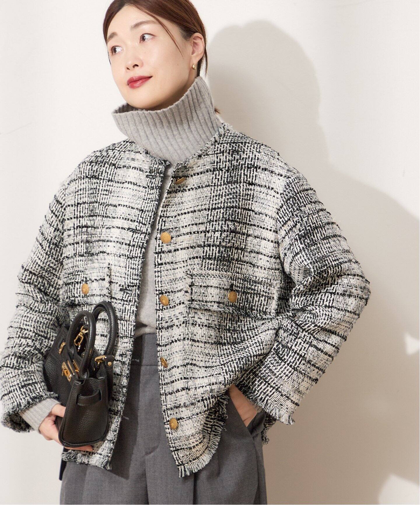 GIOLICAツイードWIDEジャケット（ノーカラージャケット）｜JOURNAL  