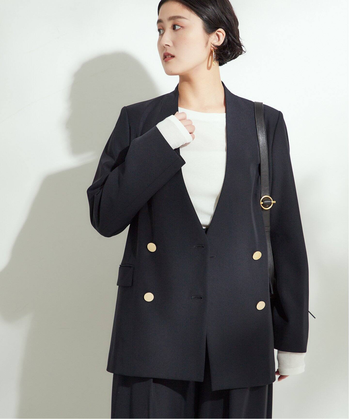 ヴィスポリギャバノーカラージャケット（ノーカラージャケット 