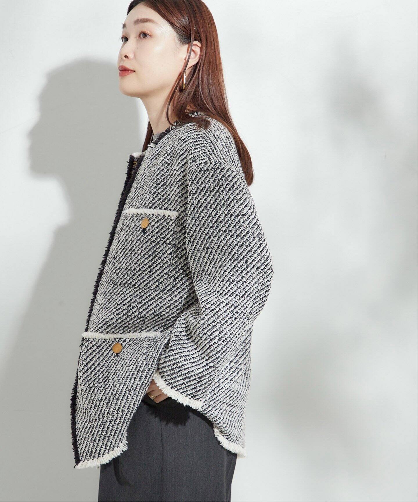 GIOLICAツイードBIGジャケット（ノーカラージャケット）｜JOURNAL  