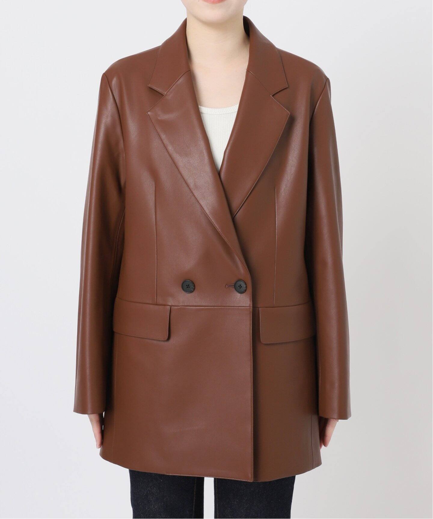 フェイクレザーオーバーサイズジャケット（テーラードジャケット  