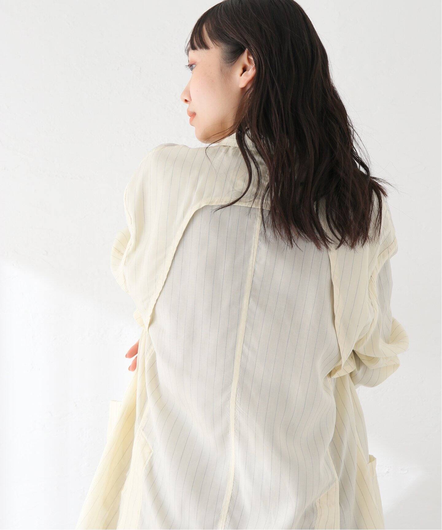 JANE SMITH/ジェーンスミス】WASHED CUPRO STRIPE JK：ジャケット  