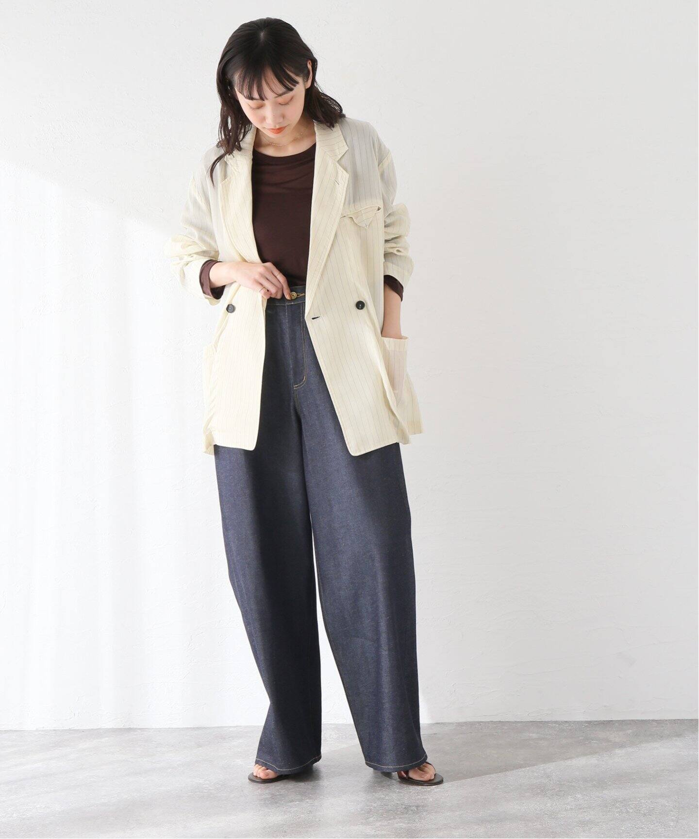 JANE SMITH/ジェーンスミス】WASHED CUPRO STRIPE JK：ジャケット 