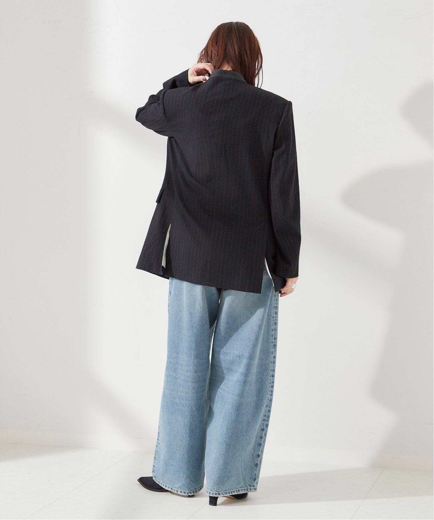 JANE SMITH/ジェーンスミス】WOOL SILK STRIPE NO COLLAR JA  