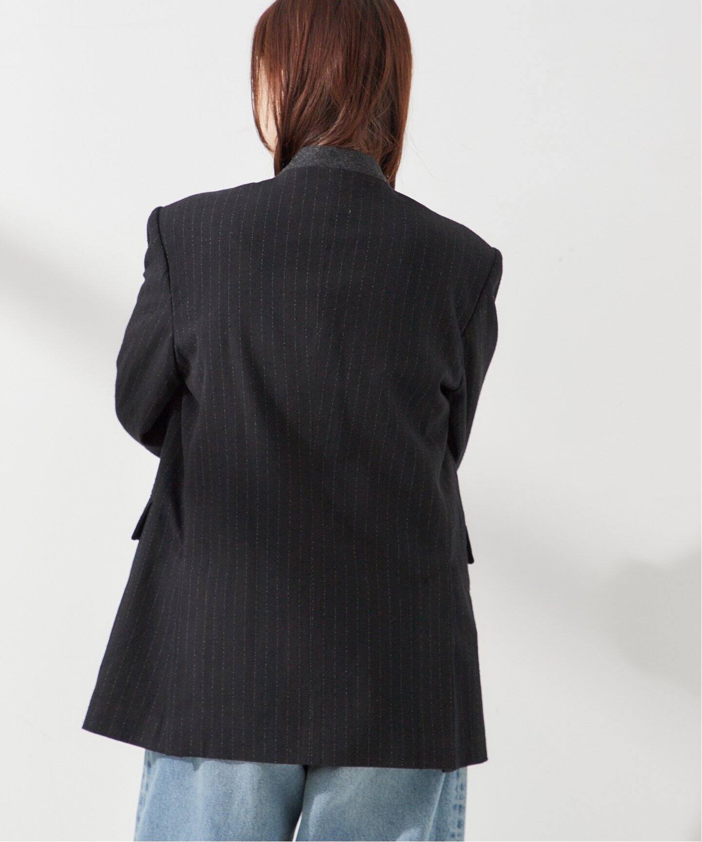 JANE SMITH/ジェーンスミス】WOOL SILK STRIPE NO COLLAR JA  