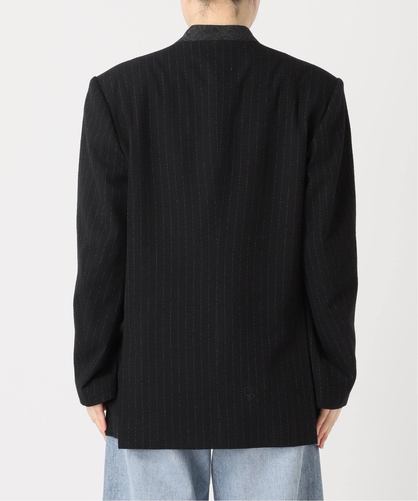 JANE SMITH/ジェーンスミス】WOOL SILK STRIPE NO COLLAR JA  