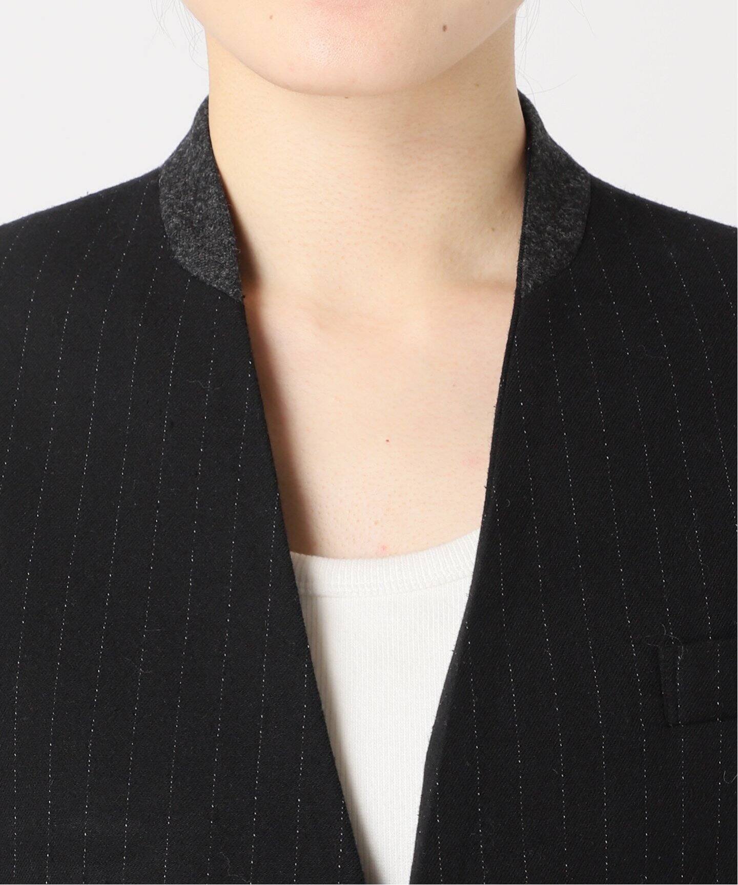 JANE SMITH/ジェーンスミス】WOOL SILK STRIPE NO COLLAR JA  