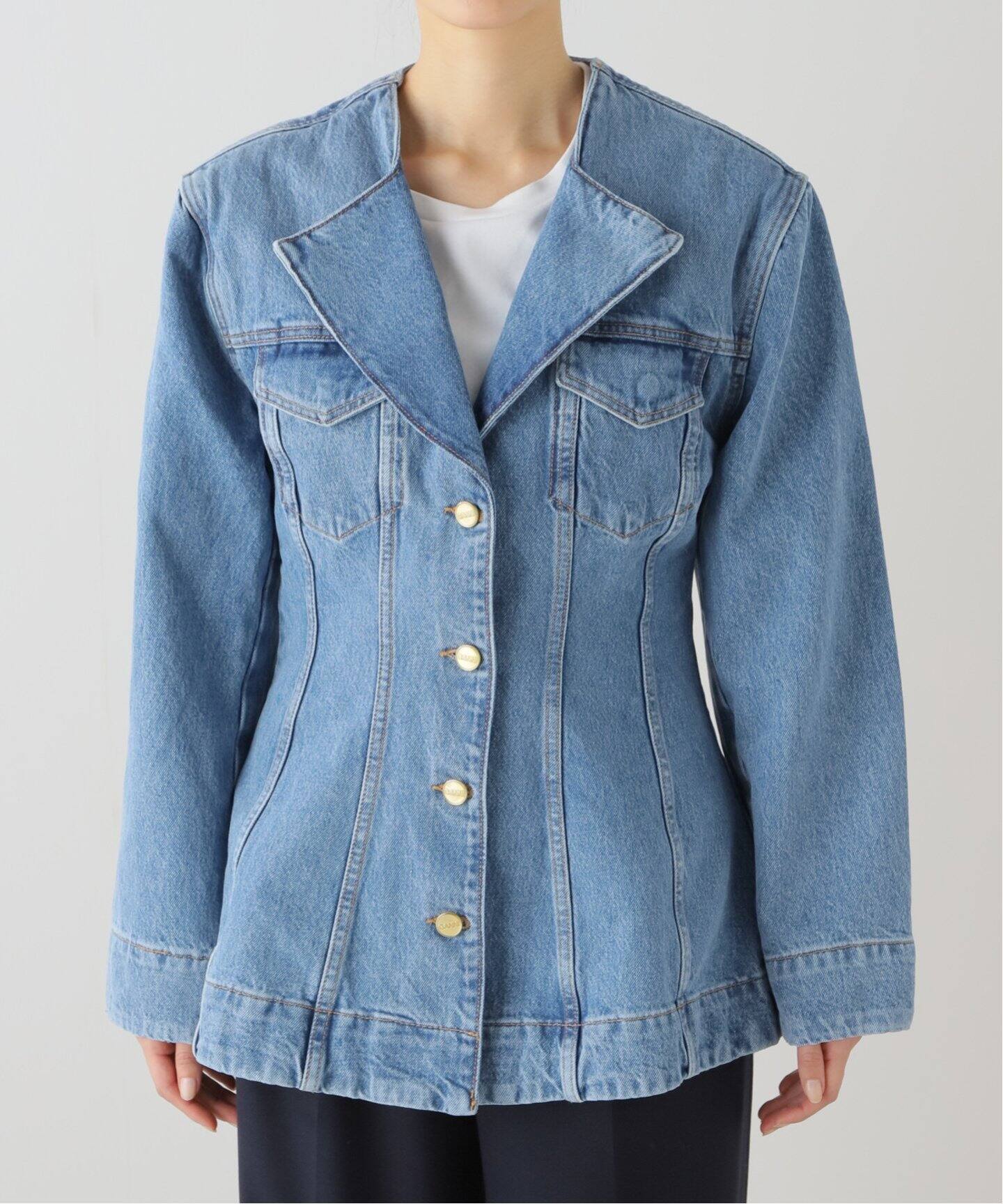 GANNI/ガニー】Cutline Denim Fitted Blazer：デニムジャケット 