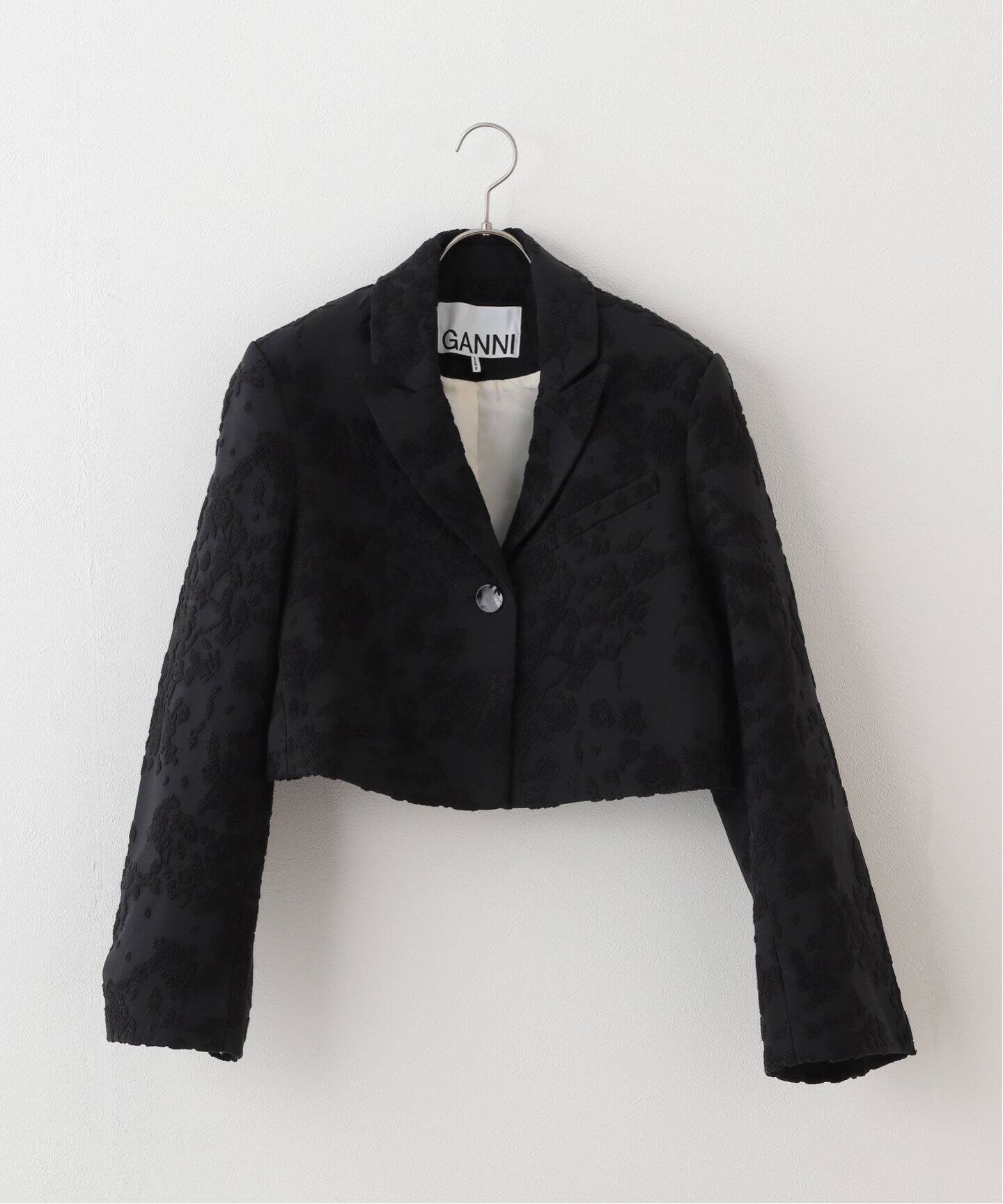 GANNI/ガニー】Boucle Jacquard Suiting Cropped bl：ジャケット 